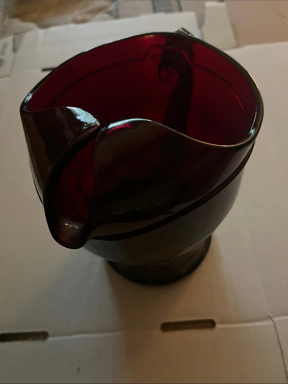 Deep Red Glass Pitcher - Home Accents Ruby Glass  8 1/2,inch